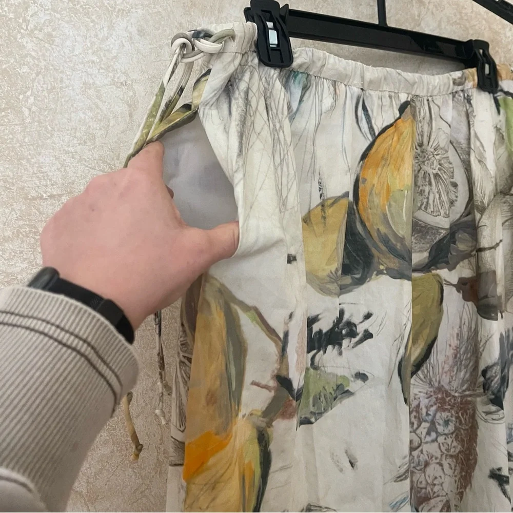 Zara Botanical Fruit Print Cotton Midi Skirt  M Cottagecore Coastal Grandmother - Picture 11 of 11